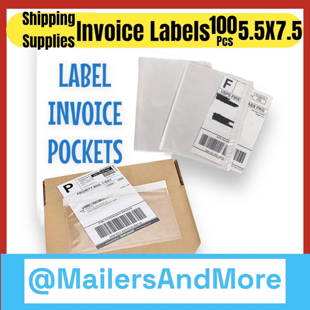 100 (7.5 X 5.5) Clear Postage Invoice Label Pockets PRICE IS FIRM - Picture 5 of 10